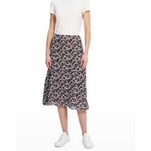 Theory 100% Silk Abstract Print Jaspar Midi Skirt Sz 6